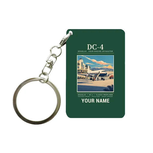 Douglas DC-4 - Poster + Name - Key Chain - Dark Green