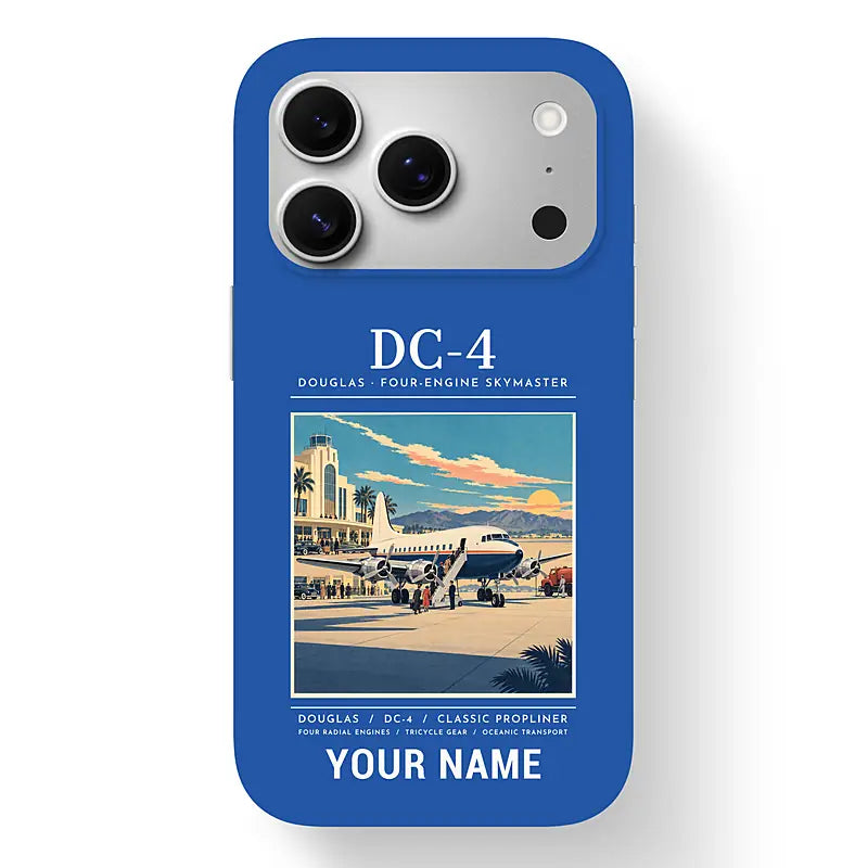 Douglas DC-4 - Poster + Name - MagSafe iPhone 17 Pro - Blue