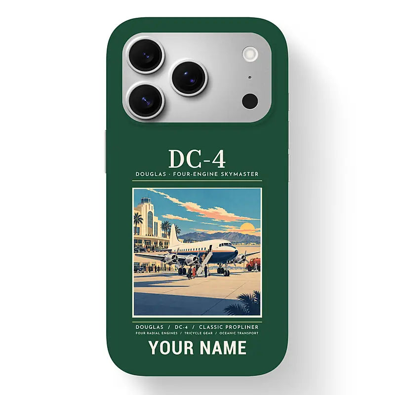 Douglas DC-4 - Poster + Name - MagSafe iPhone 17 Pro - Dark Green