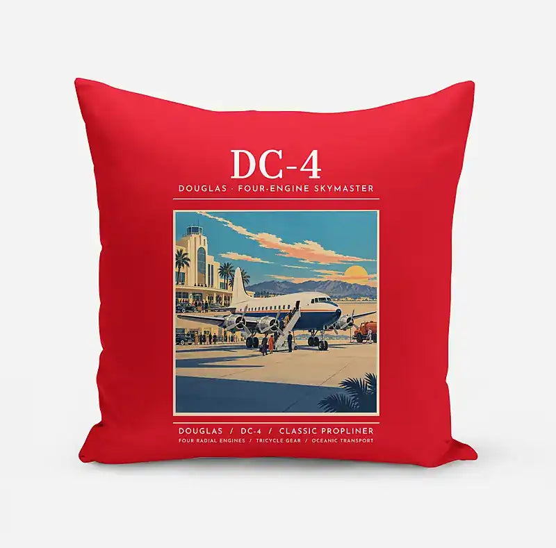 Douglas DC-4 - Poster - Pillow - Red