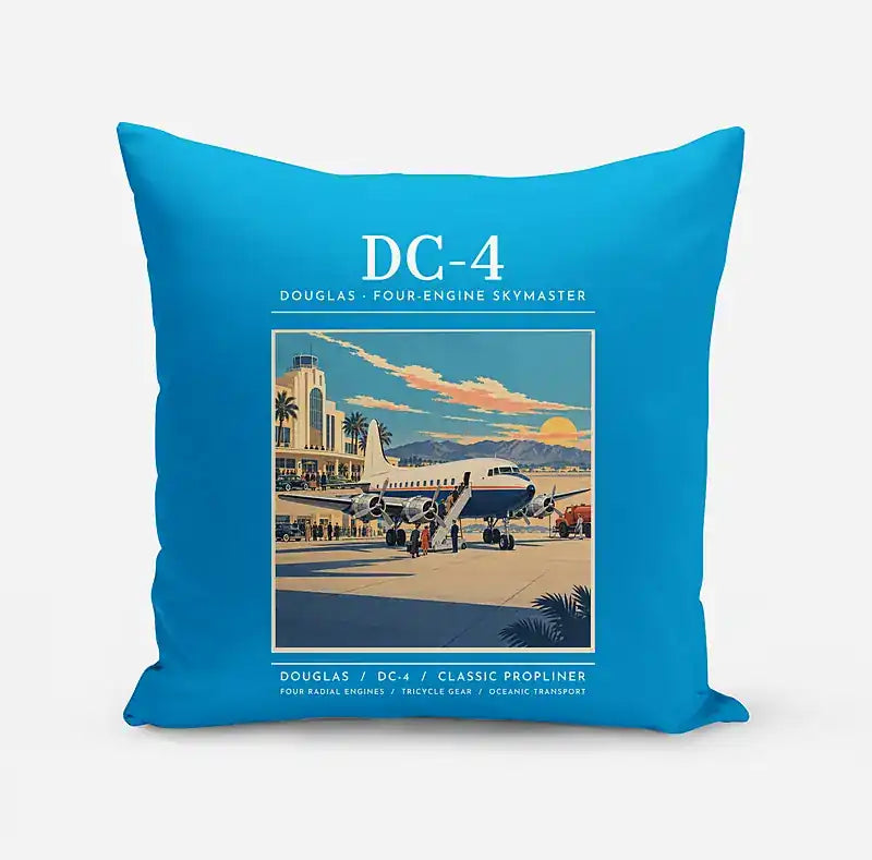 Douglas DC-4 - Poster - Pillow - Turquoise