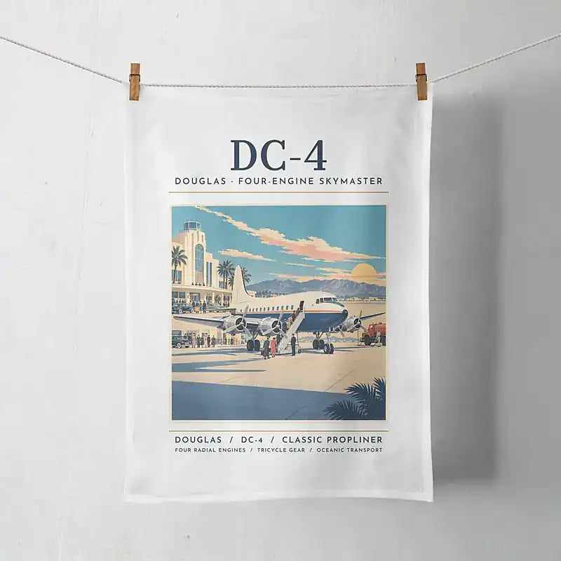 Douglas DC-4 - Poster - Towel - White