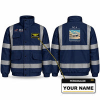 Thumbnail for Douglas DC-4 Reflective Winter Jackets - Poster + Name - Navy Blue