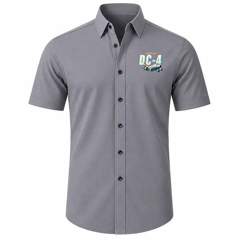 Douglas DC-4 - Short Sleeve Shirt - Cartoon - Gray