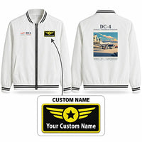 Thumbnail for Douglas DC-4 Stylish Jackets - Baseball Collar - Poster + Name - White