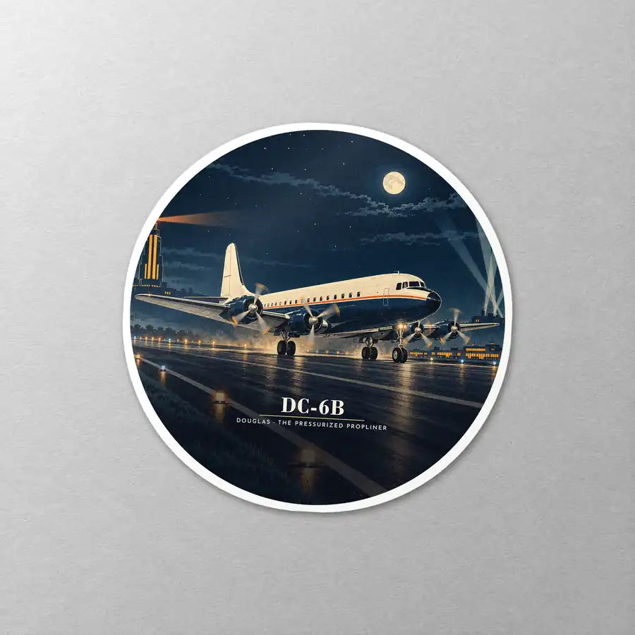 Douglas DC-6B - 3D - Circle Sticker - Close-up