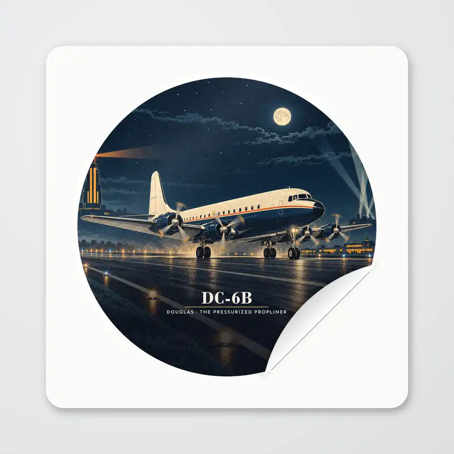 Douglas DC-6B - 3D - Circle Sticker - Peel