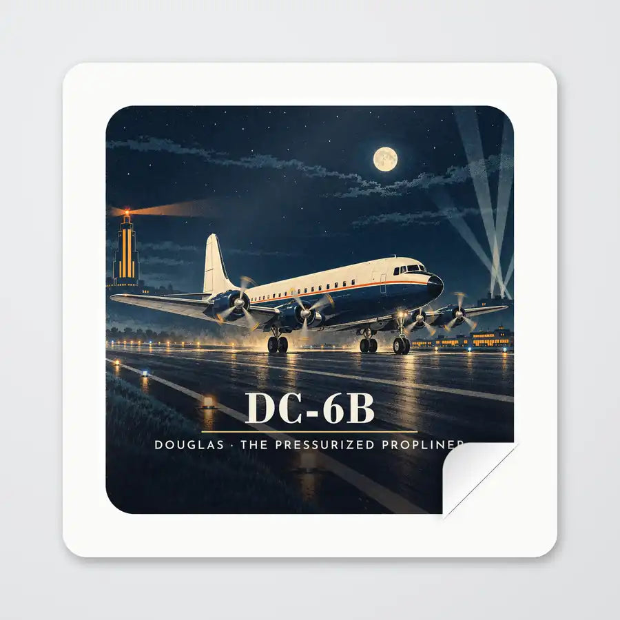 Douglas DC-6B - 3D - Square Sticker - Peel