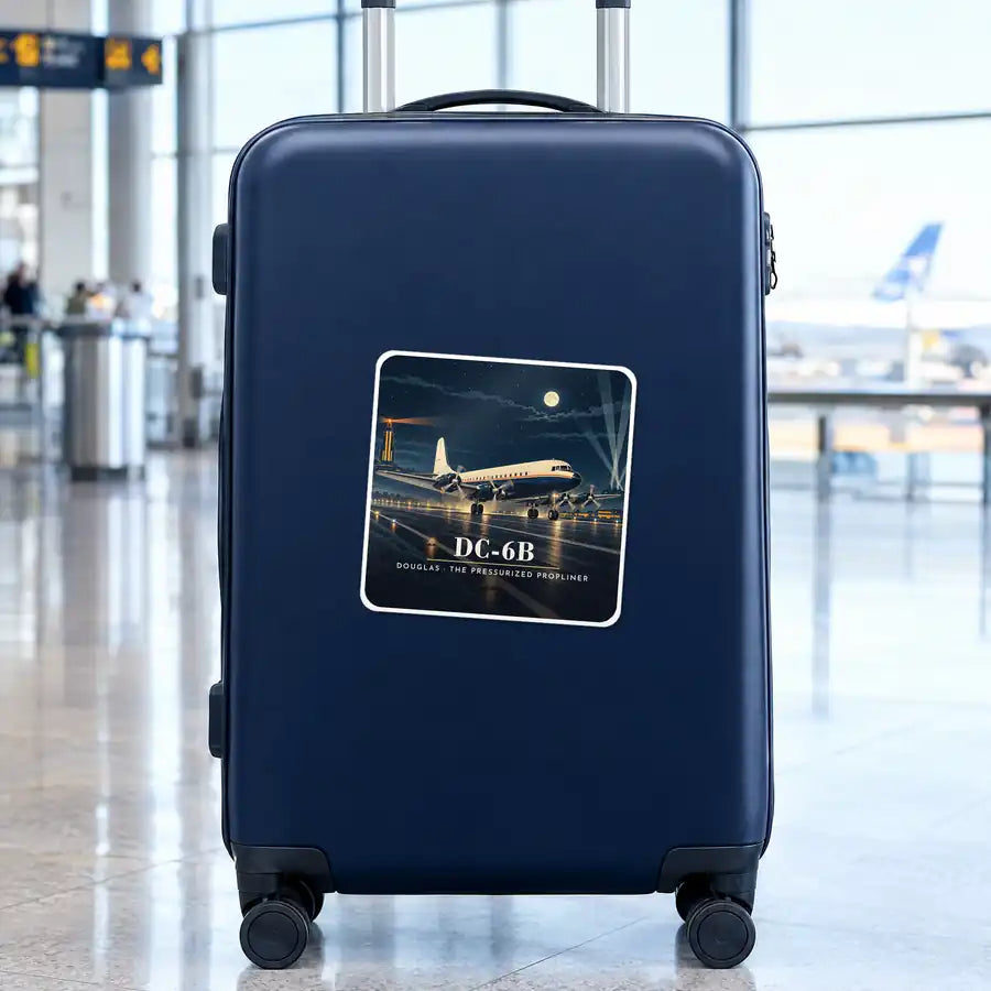 Douglas DC-6B - 3D - Square Sticker - Suitcase