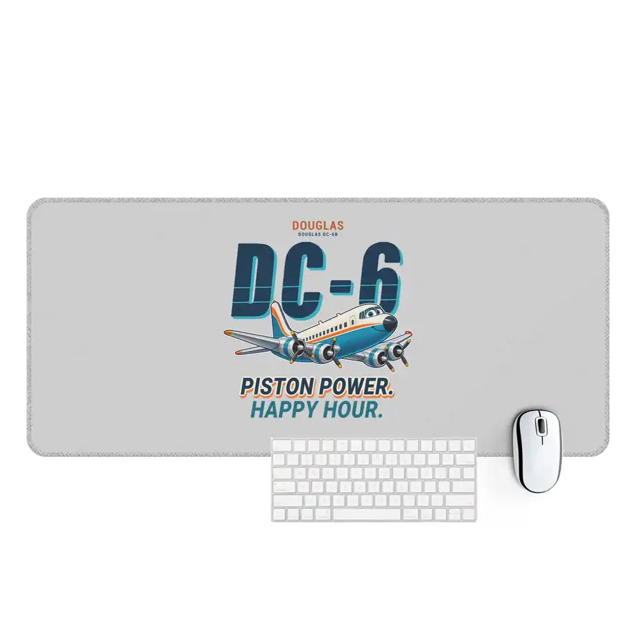 Douglas DC-6B - Cartoon - Desk Mat - Light Gray