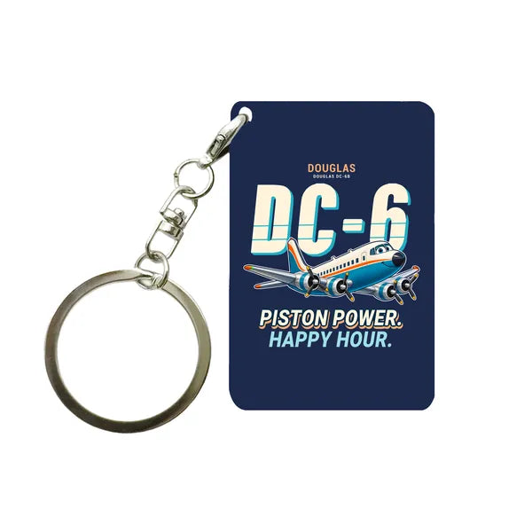 Douglas DC-6B - Cartoon - Key Chain - Navy Blue