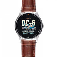 Thumbnail for Douglas DC-6B - Cartoon - Leather Strap - Striped Brown Leather Strap