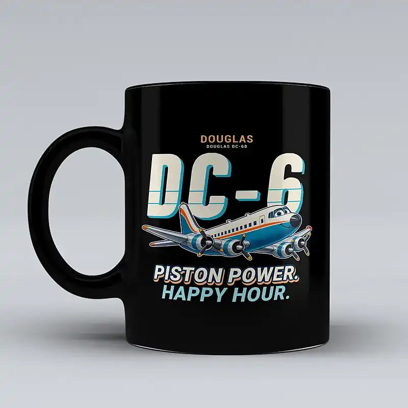 Douglas DC-6B - Cartoon - Mug - Black