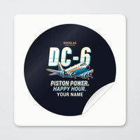 Thumbnail for Douglas DC-6B - Cartoon + Name - Circle Sticker - Peel