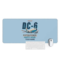 Thumbnail for Douglas DC-6B - Cartoon + Name - Desk Mat - Light Blue