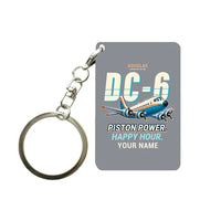 Thumbnail for Douglas DC-6B - Cartoon + Name - Key Chain - Gray