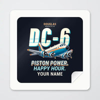 Thumbnail for Douglas DC-6B - Cartoon + Name - Square Sticker - Peel
