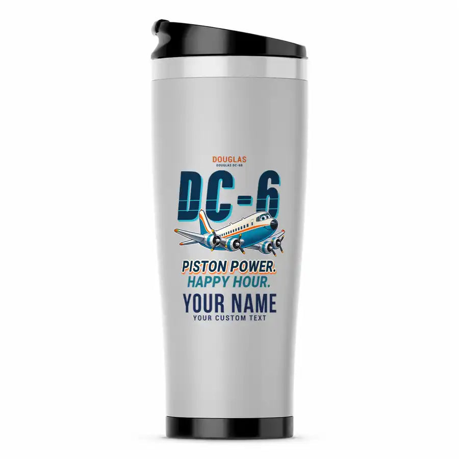 Douglas DC-6B - Cartoon + Name - Stainless Steel (No Holder) - Light Gray