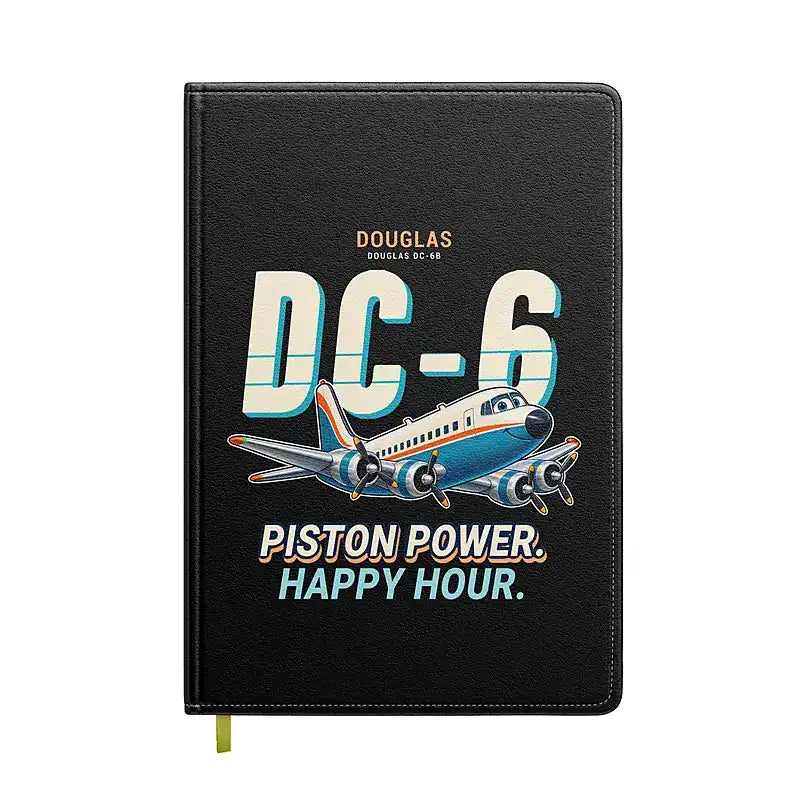 Douglas DC-6B - Cartoon - Notebook - Black