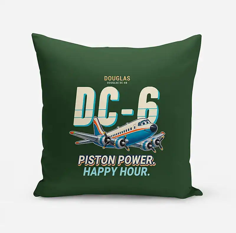 Douglas DC-6B - Cartoon - Pillow - Dark Green