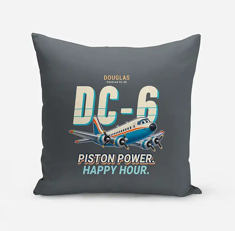 Douglas DC-6B - Cartoon - Pillow - Gray