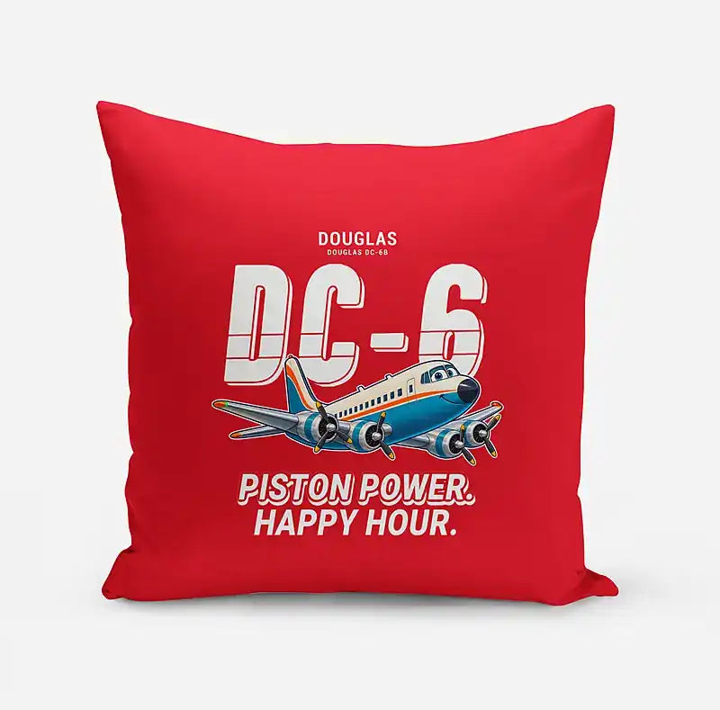 Douglas DC-6B - Cartoon - Pillow - Red