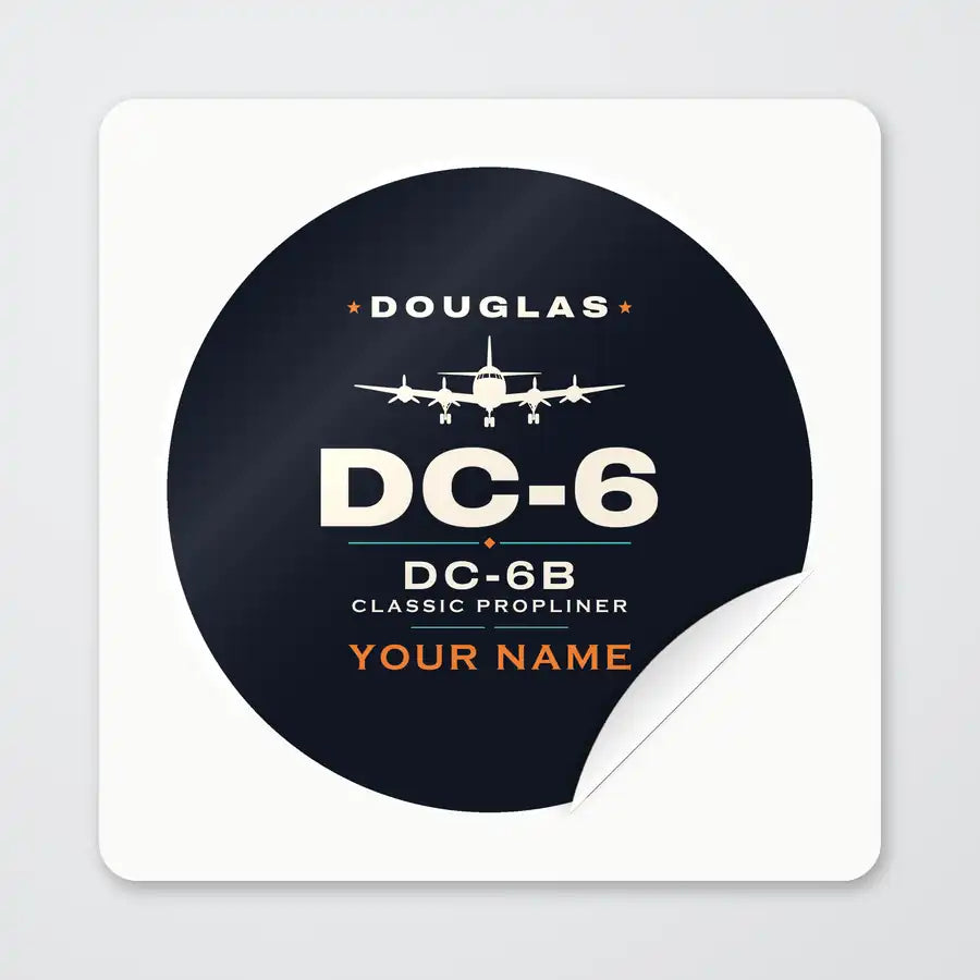 Douglas DC-6B - Heritage + Name - Circle Sticker - Peel