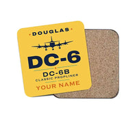 Thumbnail for Douglas DC-6B - Heritage + Name - Coaster - Yellow