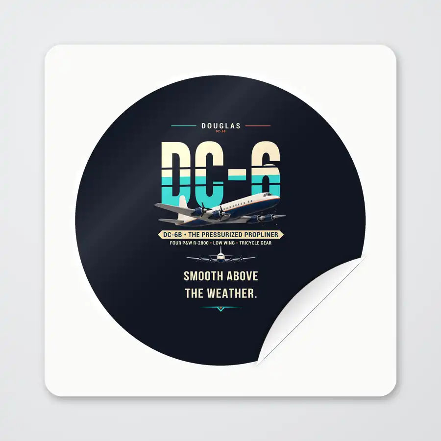 Douglas DC-6B - Original - Circle Sticker - Peel