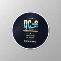 Thumbnail for Douglas DC-6B - Original + Name - Circle Sticker - Close-up