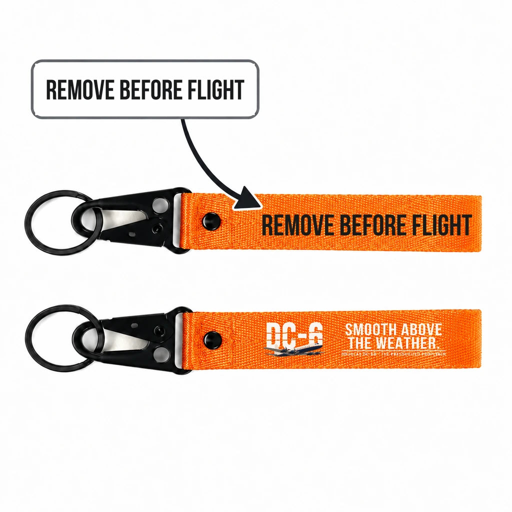 Douglas DC-6B Hawk-Shaped Key Chains - Orange - Original - Remove Before Flight