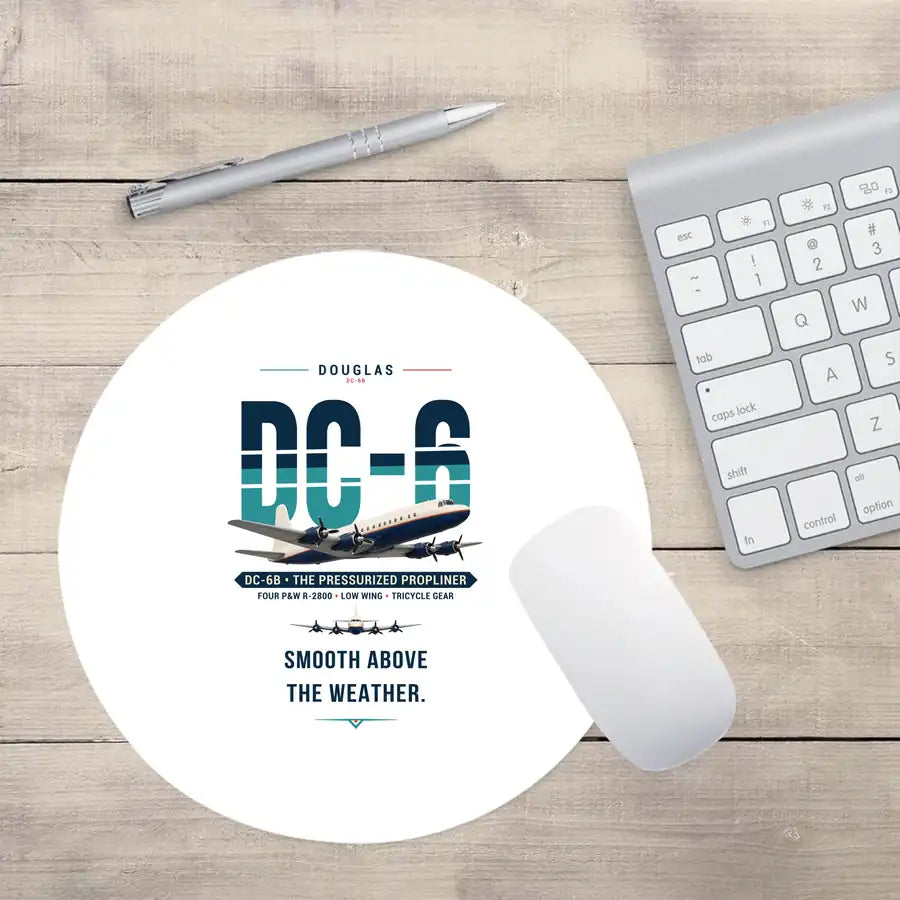Douglas DC-6B - Original - Round Mouse Pad - White
