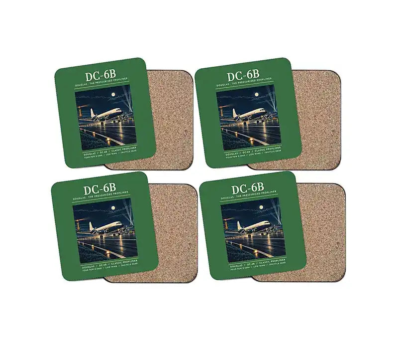 Douglas DC-6B - Poster - Coaster Set - Green