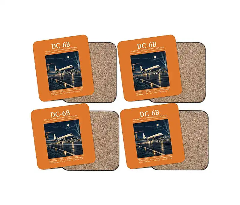 Douglas DC-6B - Poster - Coaster Set - Orange