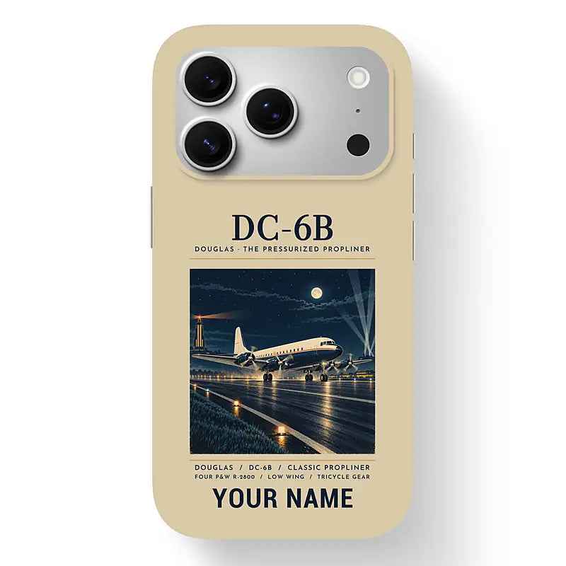Douglas DC-6B - Poster + Name - MagSafe iPhone 17 Pro - Beige