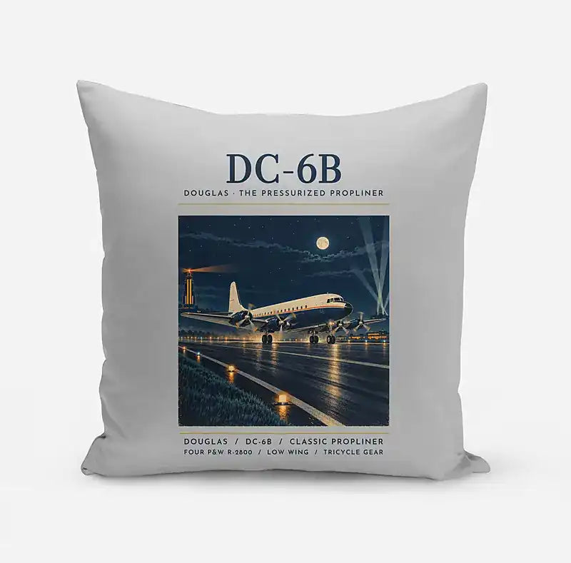 Douglas DC-6B - Poster - Pillow - Light Gray