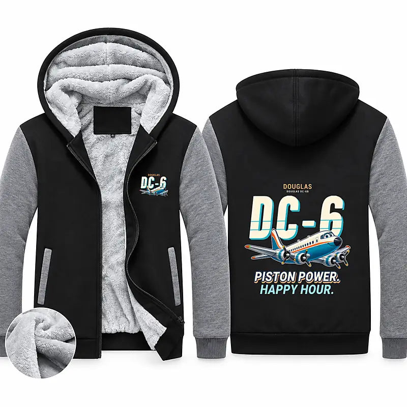 Douglas DC-6B Zipped Sweatshirts - Cartoon - Black & Gray