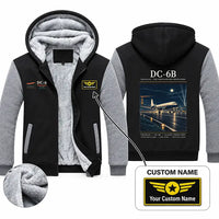 Thumbnail for Douglas DC-6B Zipped Sweatshirts - Poster + Name - Black & Gray