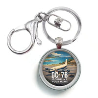 Thumbnail for Douglas DC-7B - 3D + Name - Circle Key Chain - Full Print