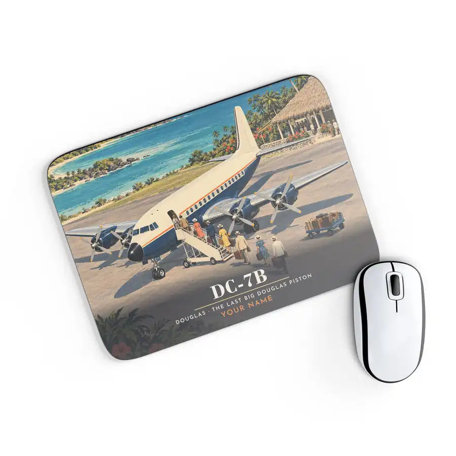 Douglas DC-7B - 3D + Name - Mouse Pad - Full Print