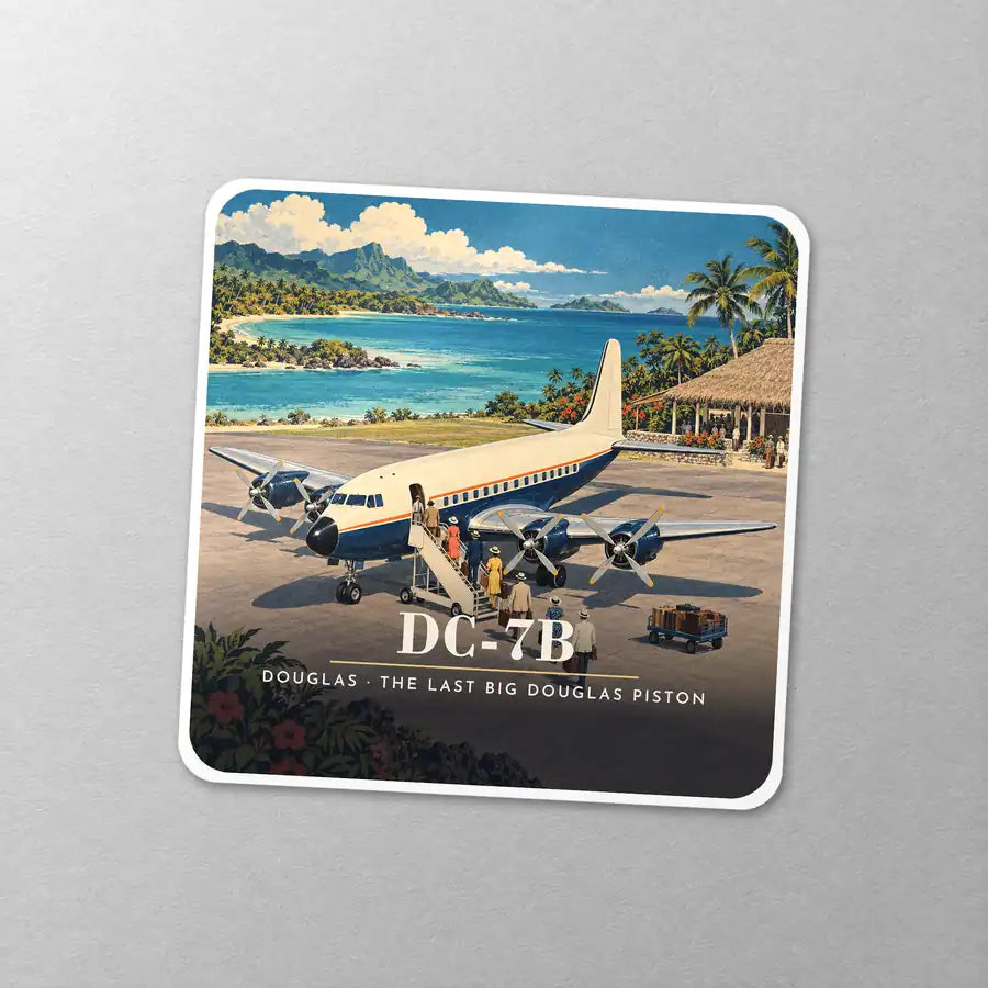 Douglas DC-7B - 3D - Square Sticker - Close-up