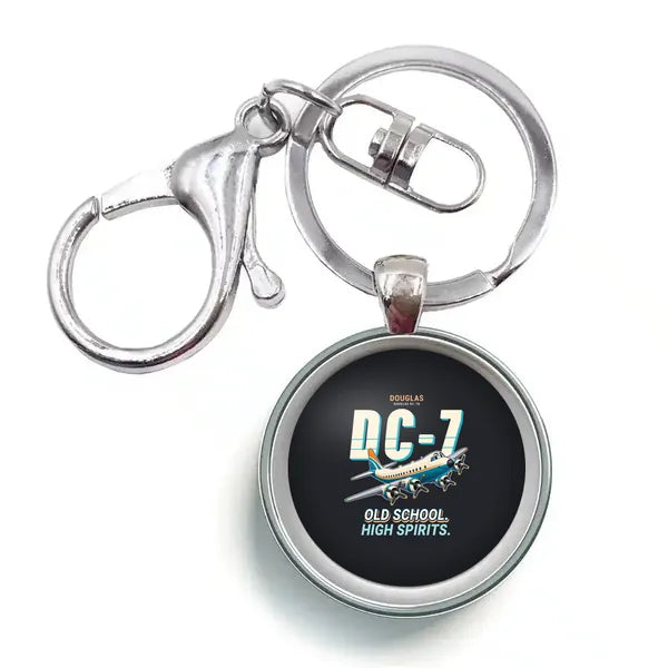 Douglas DC-7B - Cartoon - Circle Key Chain - Black