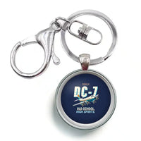 Thumbnail for Douglas DC-7B - Cartoon - Circle Key Chain - Navy Blue