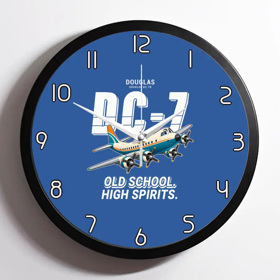 Douglas DC-7B - Cartoon - Framed - Blue