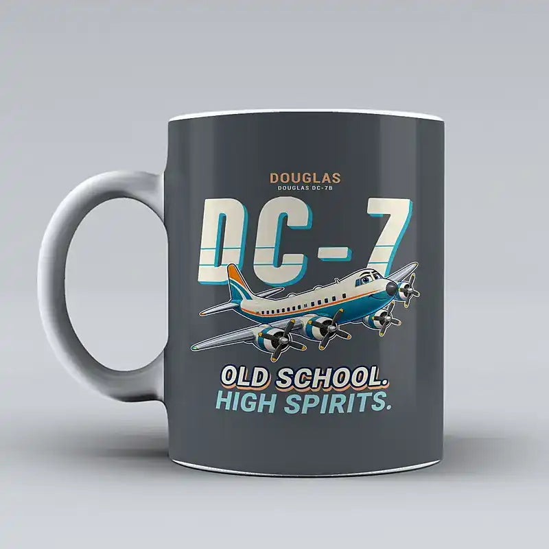 Douglas DC-7B - Cartoon - Mug - Gray