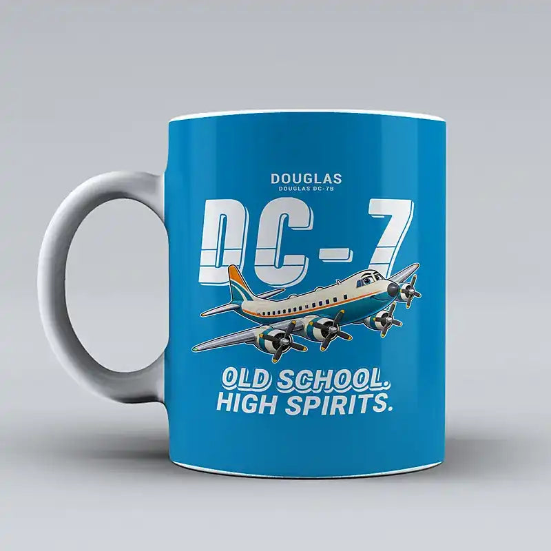 Douglas DC-7B - Cartoon - Mug - Turquoise