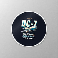 Thumbnail for Douglas DC-7B - Cartoon + Name - Circle Sticker - Close-up