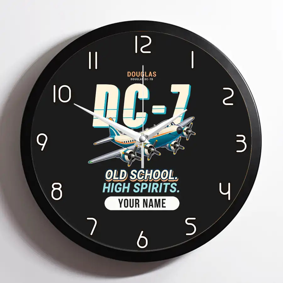 Douglas DC-7B - Cartoon + Name - Framed - Black