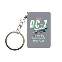 Thumbnail for Douglas DC-7B - Cartoon + Name - Key Chain - Gray