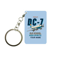 Thumbnail for Douglas DC-7B - Cartoon + Name - Key Chain - Light Blue